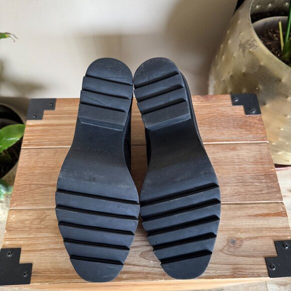 Zara Gray Felted Flannel Blucher Platform Track Sole 90s Academia Oxford Shoes - Picture 16 of 17